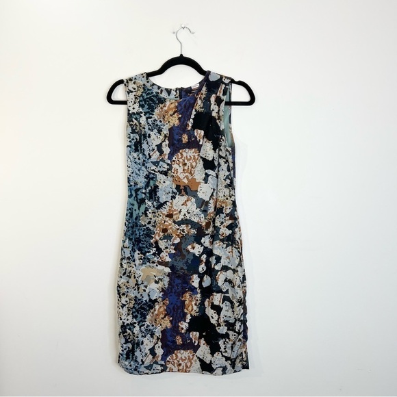 Andrew Marc blue floral silk blend sleeveless sheath dress 4 - Picture 4 of 12